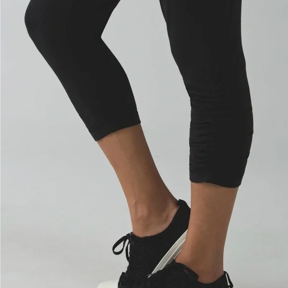 Lululemon Sun Salutation Foldover Waist Black High-Waisted Athletic Pants - Picture 4 of 10